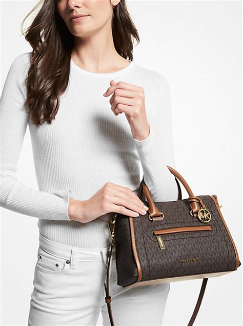 michael michael kors signature carine medium satchel|Carine Medium Logo Satchel .